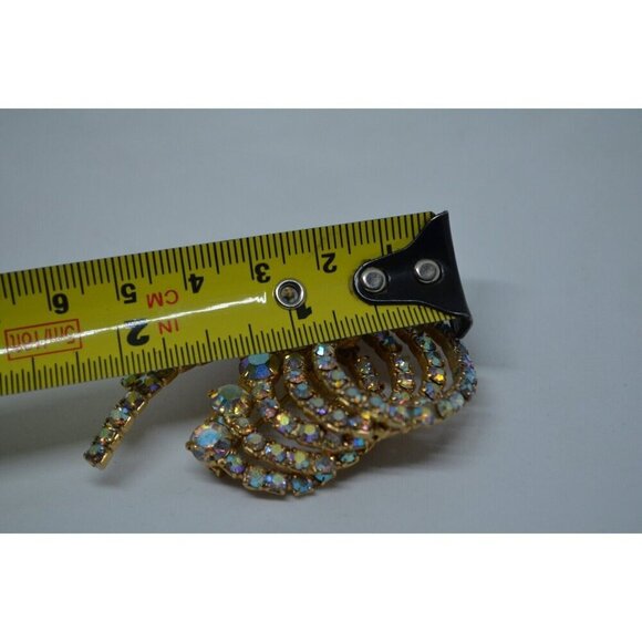Rhinestone Wave Brooch Surfing Big Wave Swirl Rhinestone Brooch Vtg - Picture 9 of 10